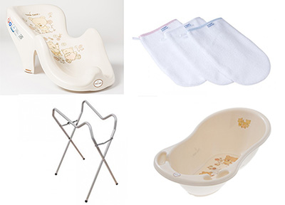 Baby-Bad-Set Babywanne, Badeständer, Badeschwamm, Baby-Badesitz